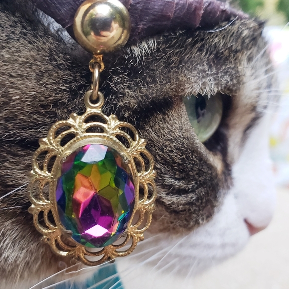 Vintage Faux Mystic Topaz Oversized Earrings